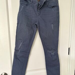Express Blue Distressed Skinny Jeans